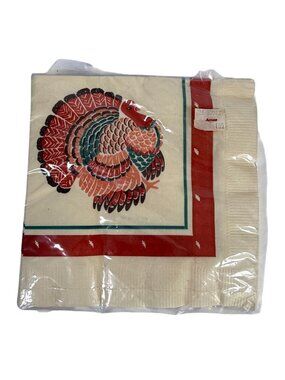 Vintage Forget Me Not Turkey Napkins 16 Pack 3-Ply Holiday Thanksgiving Ames Tag